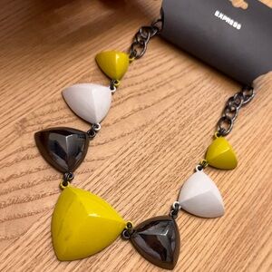 Express Yellow, White & Gunmetal Geometric Bib Necklace